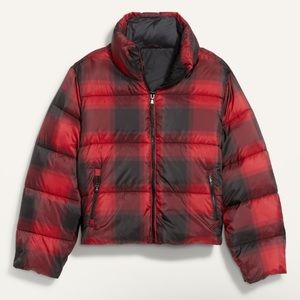 Old Navy plaid puffer jacket